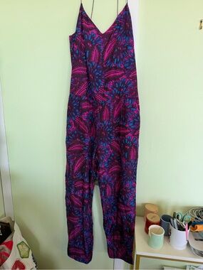 J. Crew Purple & Blue Floral Spaghetti-Strap Jumpsuit